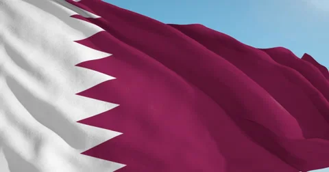 Beautiful looping flag blowing in wind: Qatar 動画素材 63114474