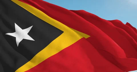Beautiful looping flag blowing in wind: Timor Leste Stock Footage 63115406