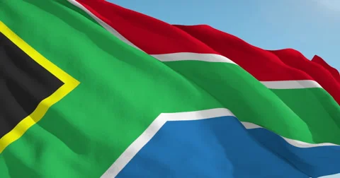 Beautiful looping flag blowing in wind: South Africa Stock Footage 63115580