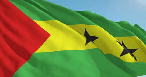 Beautiful looping flag blowing in wind: Sao Tome Principe Stock Footage 63117827
