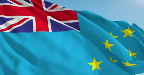Beautiful looping flag blowing in wind: Tuvalu Stock Footage 63118625