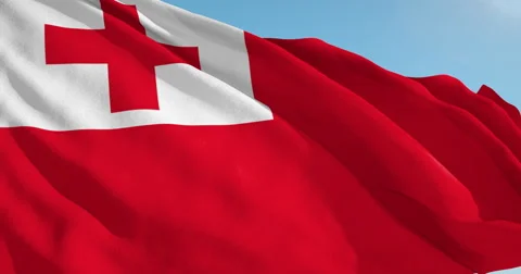 Beautiful looping flag blowing in wind: Tonga Stock Footage 63121224