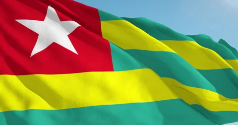 Beautiful looping flag blowing in wind: Togo Stock Footage 63121390