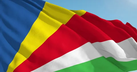 Beautiful looping flag blowing in wind: Seychelles Stock Footage 63122959