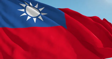 Beautiful looping flag blowing in wind: Taiwan Stock Footage 63125047