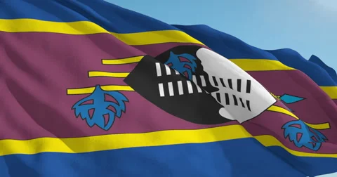 Beautiful looping flag blowing in wind: Swaziland Stock Footage 63126430