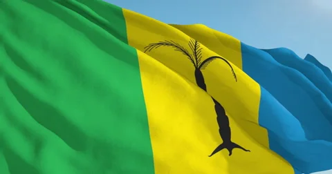 Beautiful looping flag blowing in wind: St Christopher 動画素材 63126586