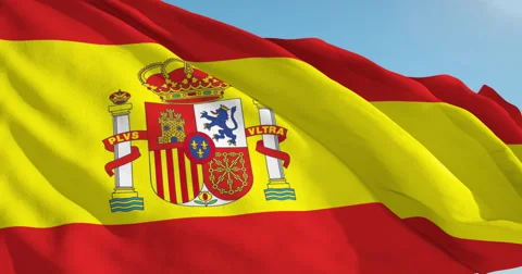 Beautiful looping flag blowing in wind: Spain 스톡 동영상 63127090