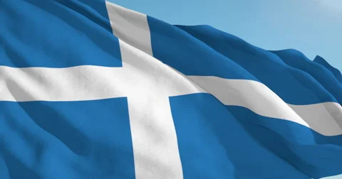 Beautiful looping flag blowing in wind: Shetland Islands Stock Footage 63127475