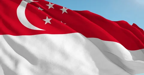 Beautiful looping flag blowing in wind: Singapore 動画素材 63127699