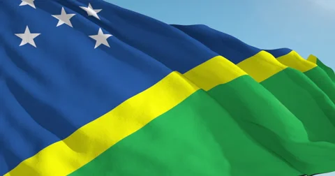 Beautiful looping flag blowing in wind: Solomon Islands 動画素材 63127973