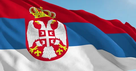 Beautiful looping flag blowing in wind: Serbia Stock Footage 63128123