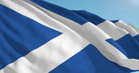 Beautiful looping flag blowing in wind: Scotland Stock Footage 63128222