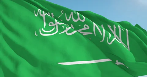 Beautiful looping flag blowing in wind: Saudi Arabia Vídeo Stock 63128403