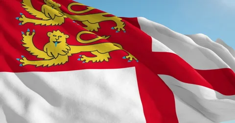 Beautiful looping flag blowing in wind: Sark Stock Footage 63128554