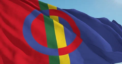 Beautiful looping flag blowing in wind: Sami Vídeos de archivo 63128866