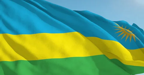 Beautiful looping flag blowing in wind: Rwanda Stock Footage 63129034