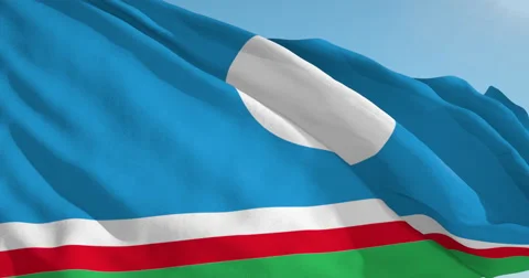 Beautiful looping flag blowing in wind: Sakha Stock Footage 63129141