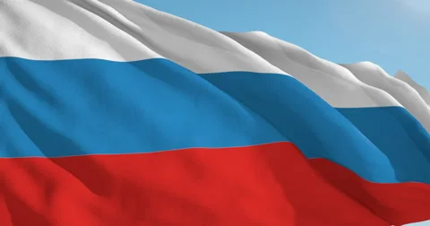 Beautiful looping flag blowing in wind: Russian Federation Stock Footage 63129196