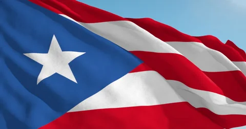 Beautiful looping flag blowing in wind: Puerto Rico Stock Footage 63129254