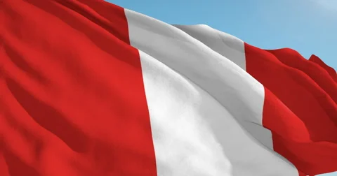 Beautiful looping flag blowing in wind: Peru 스톡 동영상 63129391