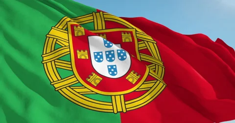Beautiful looping flag blowing in wind: Portugal Stock Footage 63129555