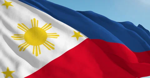 Beautiful looping flag blowing in wind: Philippines Stock Footage 63129716