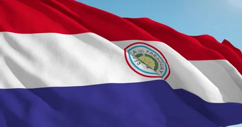 Beautiful looping flag blowing in wind: Paraguay Stock Footage 63129891