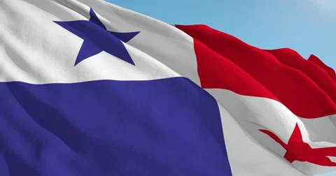 Beautiful looping flag blowing in wind: Panama Stock Footage 63130251