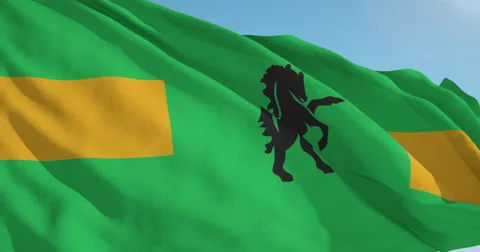 Beautiful looping flag blowing in wind: Owaqua Stock Footage 63131742