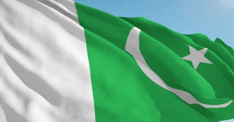 Beautiful looping flag blowing in wind: Pakistan Stock Footage 63132226