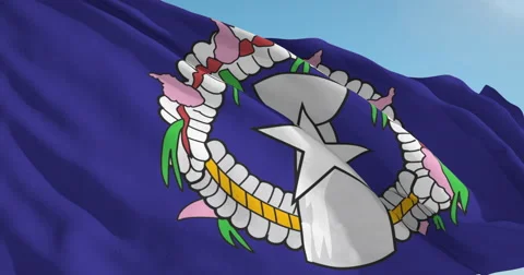 Beautiful looping flag blowing in wind: Northern Marianas Stock Footage 63132813