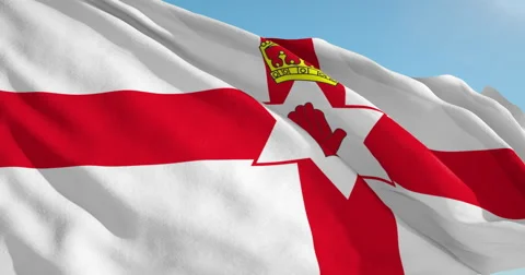Beautiful looping flag blowing in wind: Northern Ireland Stock Footage 63133108