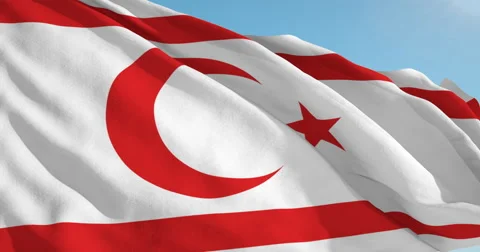 Beautiful looping flag blowing in wind: Northern Cyprus Stock Footage 63133289
