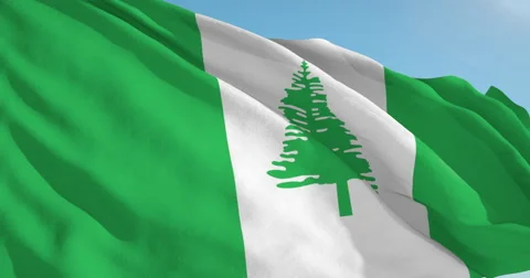 Beautiful looping flag blowing in wind: Norfolk Island Stock Footage 63133530