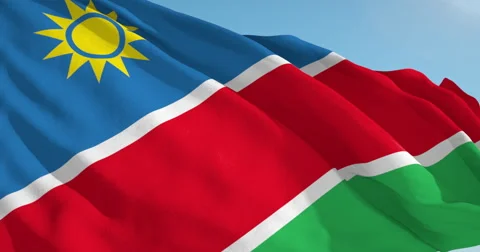 Beautiful looping flag blowing in wind: Namibia Vídeo Stock 63134214