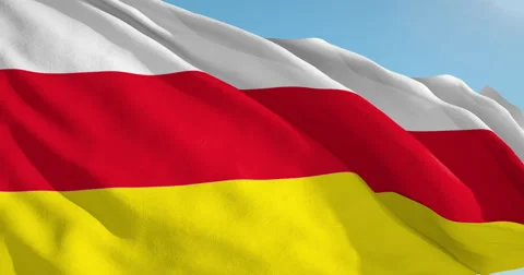 Beautiful looping flag blowing in wind: North Ossetia Stock Footage 63134780