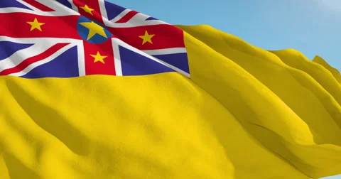 Beautiful looping flag blowing in wind: Niue Stock Footage 63134884
