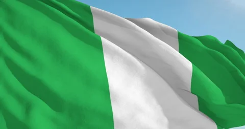 Beautiful looping flag blowing in wind: Nigeria Stock Footage 63134963