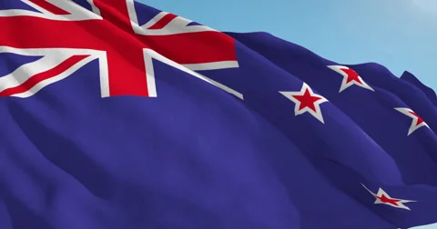 Beautiful looping flag blowing in wind: New Zealand Vídeos de archivo 63136146