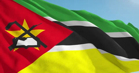 Beautiful looping flag blowing in wind: Mozambique Video stock 63136697