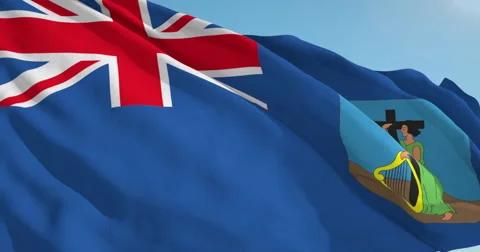 Beautiful looping flag blowing in wind: Montserrat Stock Footage 63136807