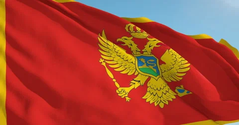 Beautiful looping flag blowing in wind: Montenegro Stock Footage 63136917