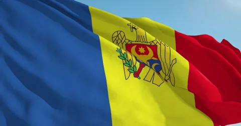 Beautiful looping flag blowing in wind: Moldova Vídeo Stock 63137729