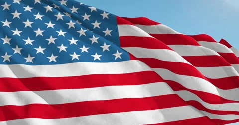 Beautiful looping flag blowing in wind: Midway Islands Stock Footage 63138360