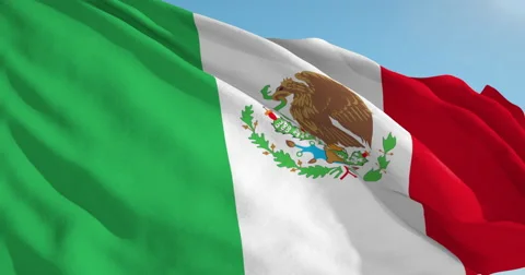 Beautiful looping flag blowing in wind: Mexico Stock Footage 63138741