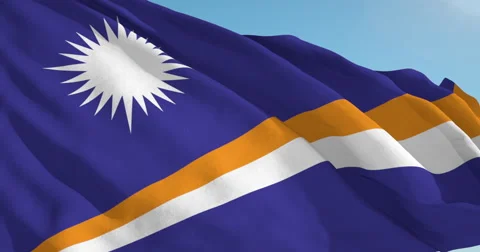 Beautiful looping flag blowing in wind: Marshall Islands Vídeo Stock 63140615