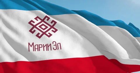 Beautiful looping flag blowing in wind: Mari El Stock Footage 63141132