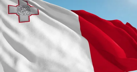 Beautiful looping flag blowing in wind: Malta Stock Footage 63141207
