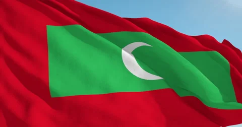 Beautiful looping flag blowing in wind: Maldives Stock Footage 63141951